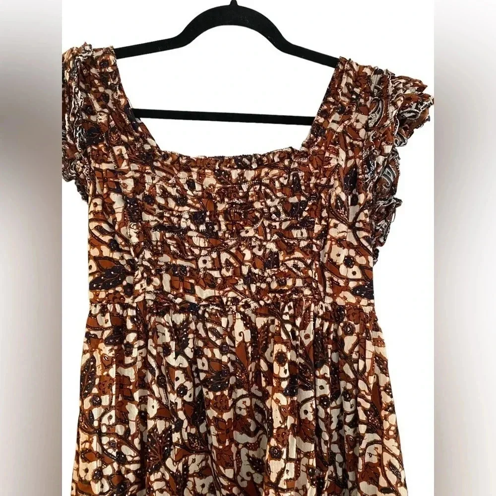Love the Label Anthropologie Mirabelle Ruffled Maxi Dress Brown Size Medium